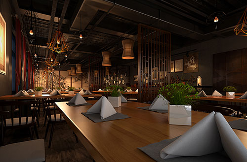 靖州简约大气中式风格餐厅设计装修效果图
