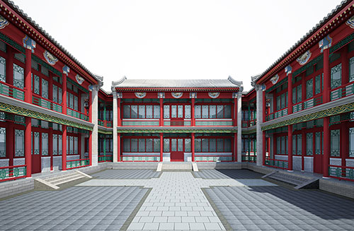 靖州北京四合院设计古建筑鸟瞰图展示